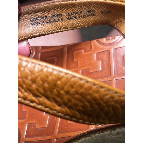 Tory Birch brown leather designer wedge sandal women' size 8.5M - Picture 3 of 5